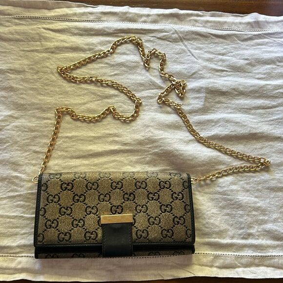 Gucci Vintage logo  blue wallet chain and insert support - Picture 1 of 14